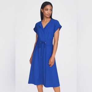 White House Black Market Royal Blue Peasant Midi Dress Size M